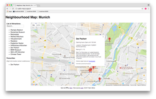 “An image of a Google map integrated with my app Neighbourhood Map”